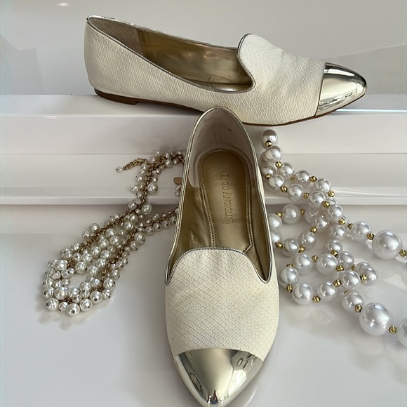 Cream snakeskin flats metal toe - Picture 8 of 8